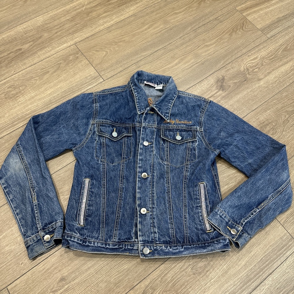 Real Workwear‎ denim women jacket customized HARLEY DAVIDSON Sz M